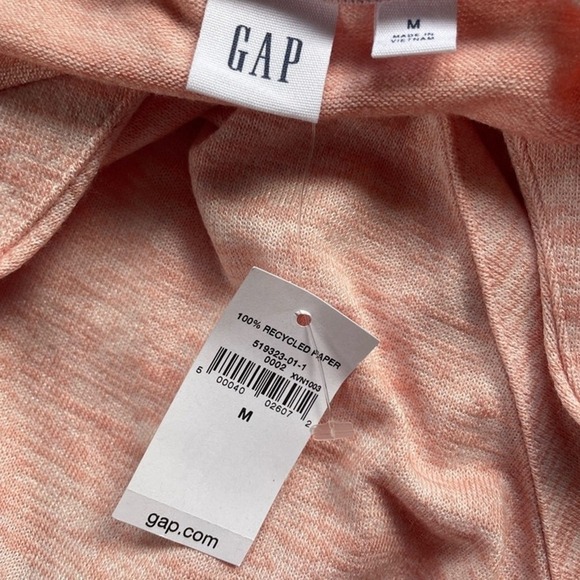 NWT Gap Long Sleeve Faux Wrap Top in Pink Slipper, Size Medium, Cottagecore - Picture 6 of 9